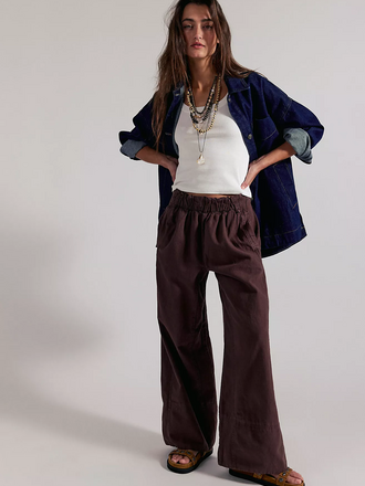 Free People Days End Linen Pull-On Pants