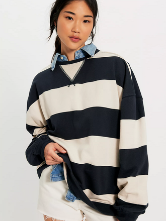 Free People Classic Striped Oversized Crew