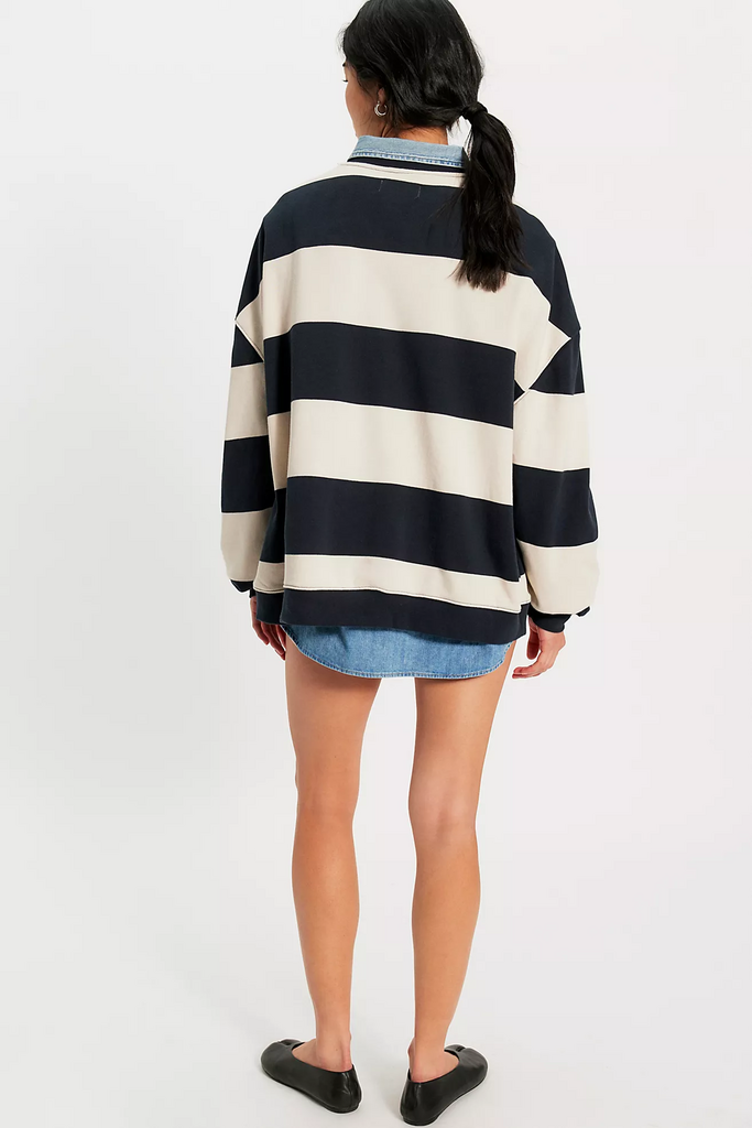 Free People Classic Striped Oversized Crew