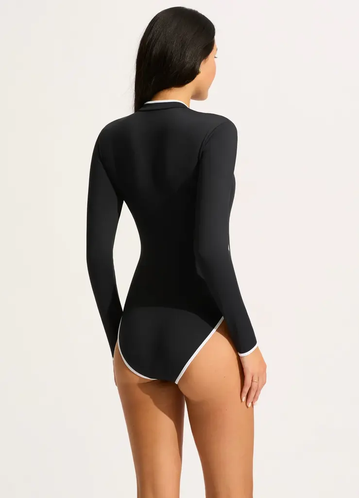 Seafolly Long Sleeve Zip Front One Piece