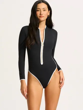 Seafolly Long Sleeve Zip Front One Piece
