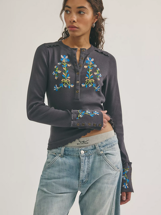 Free People Fleur Embroidered Cuff