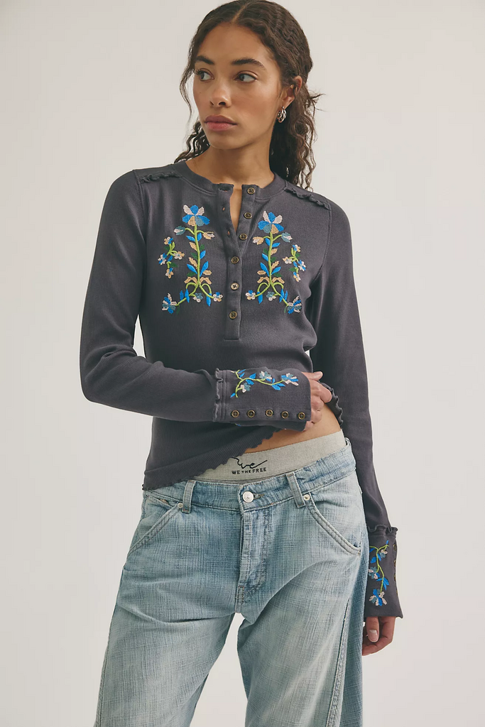 Free People Fleur Embroidered Cuff