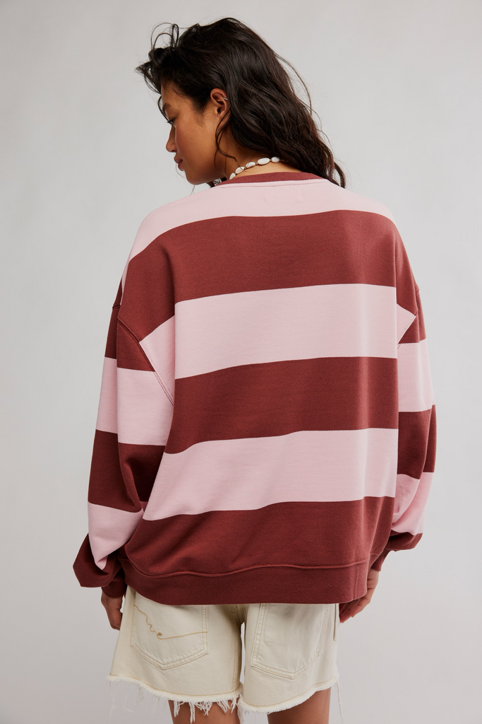 Free People Classic Striped Oversized Crew