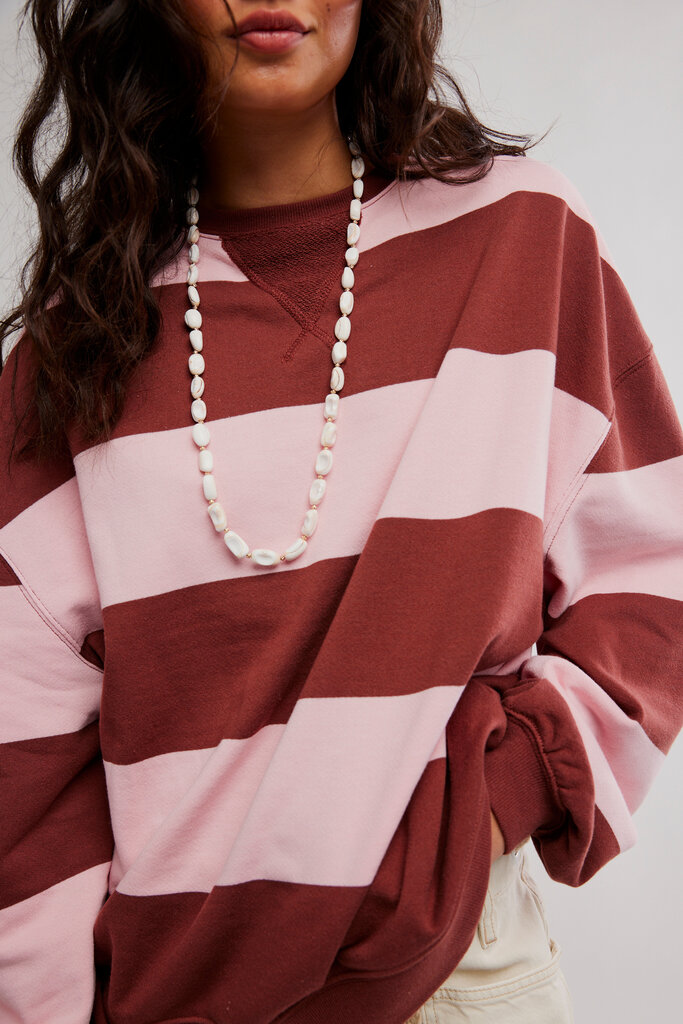 Free People Classic Striped Oversized Crew