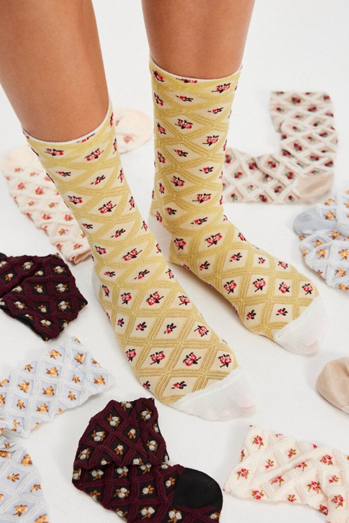 Free People Floral Jacquard Sock