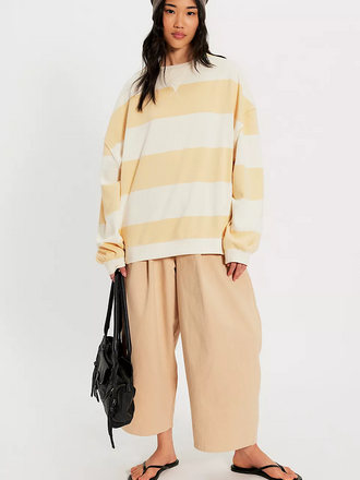 Free People Classic Striped Oversized Crew