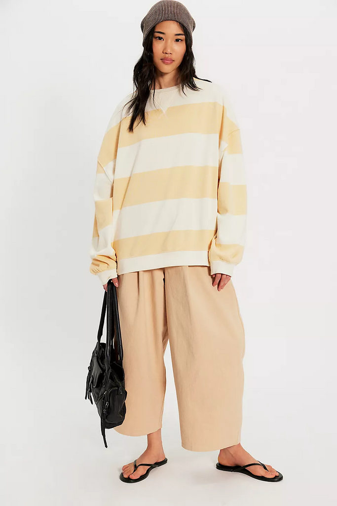 Free People Classic Striped Oversized Crew