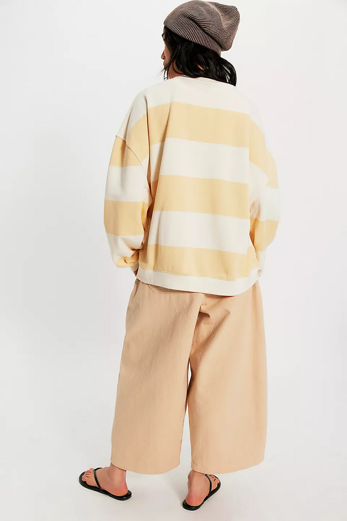 Free People Classic Striped Oversized Crew