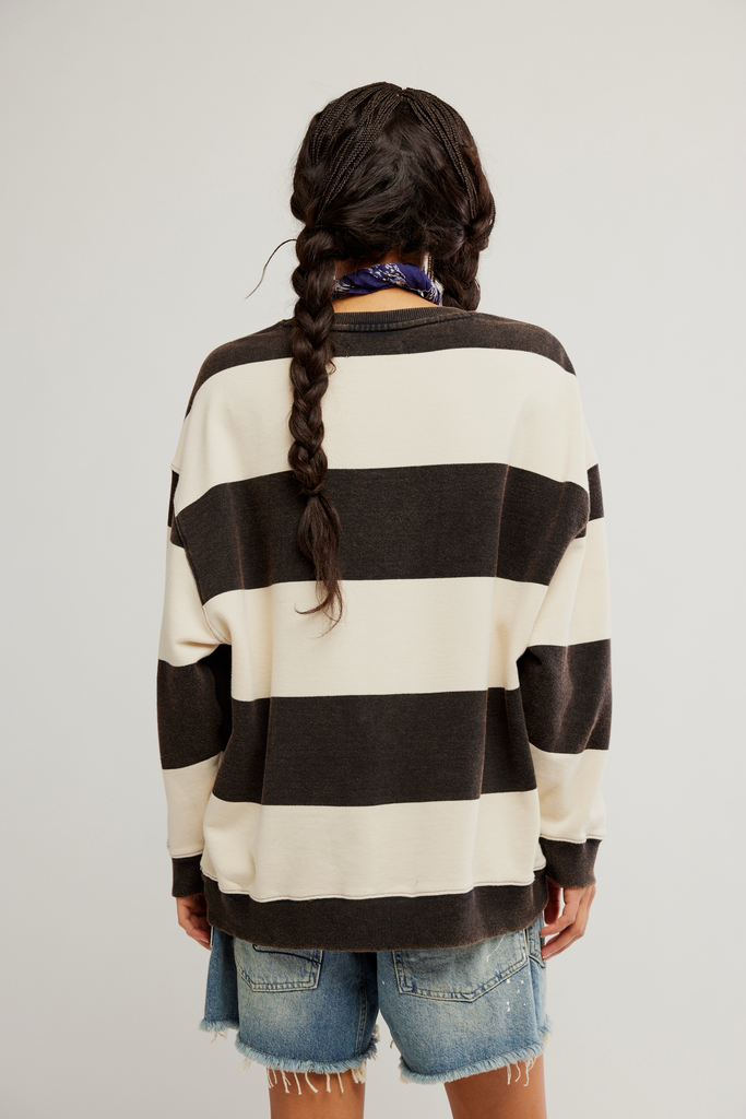 Free People Classic Striped Oversized Crew
