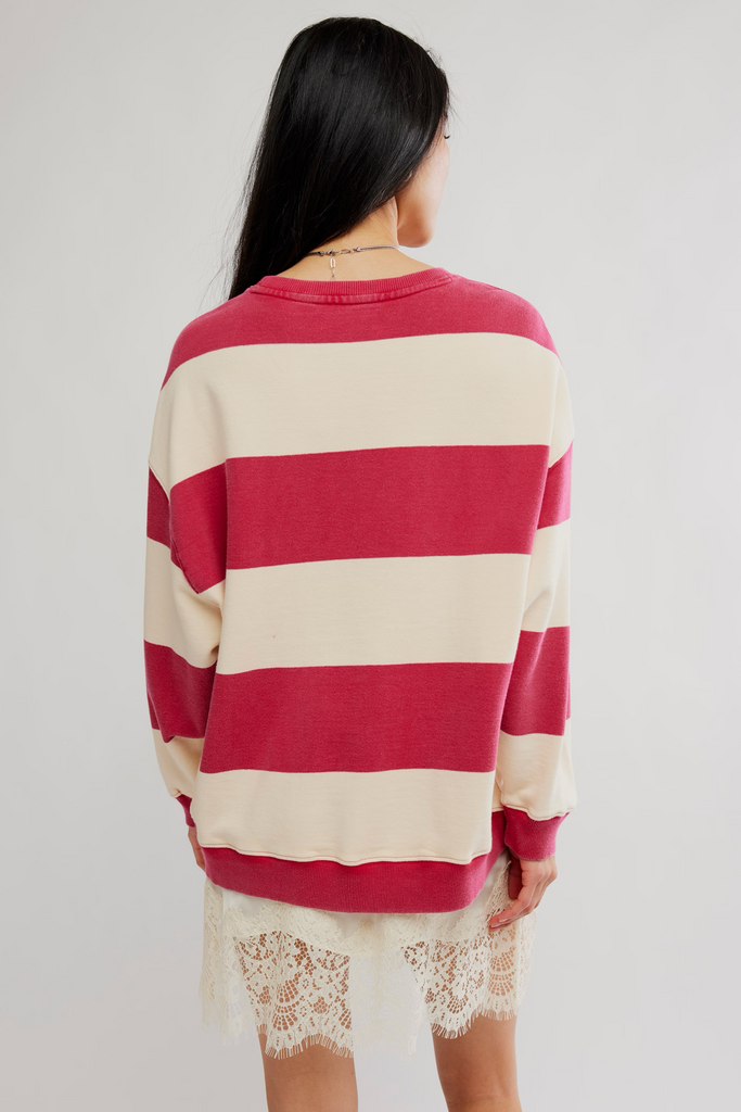 Free People Classic Striped Oversized Crew