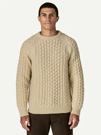 Patagonia Recycled Wool-Blend Cable-Knit Crewneck Sweater
