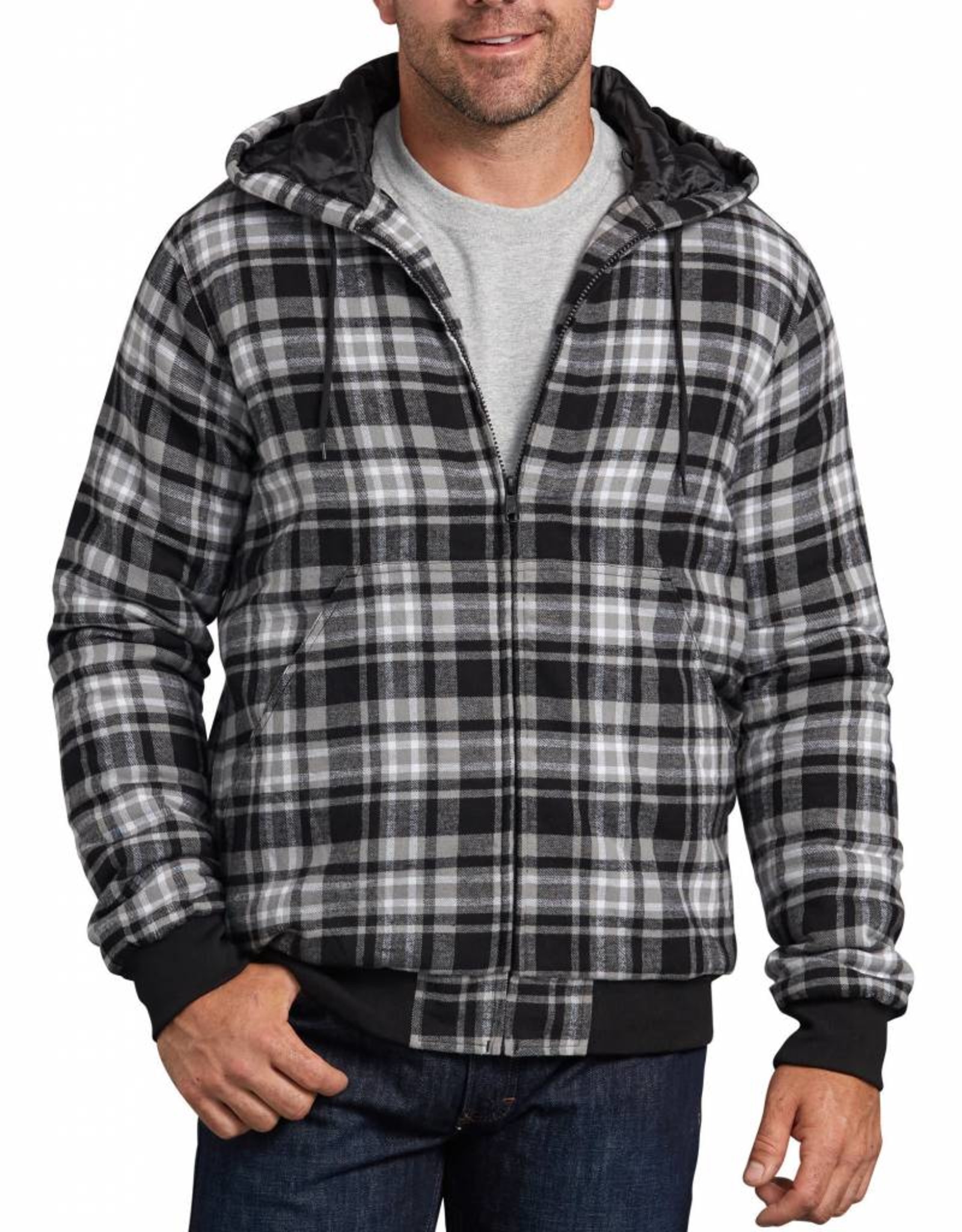 Quilted Flannel Bomber Hooded Shirt Jacket TJ204
