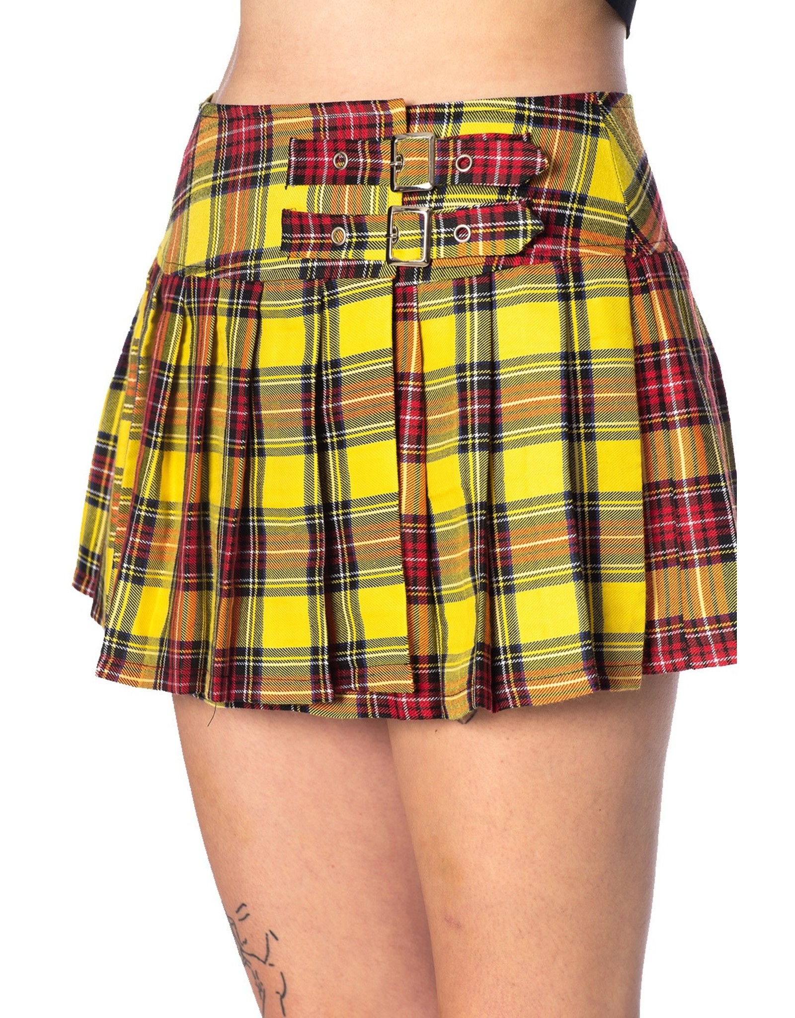 Yellow Checkered Mini Skirt