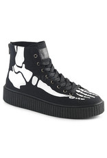 SNEEKER-252 1 1/2" Platform High Top Round Toe Lace-Up Front Creeper Sneaker Xray Bone Print, Back Metal Zipper D15BP - SNK252/BCA