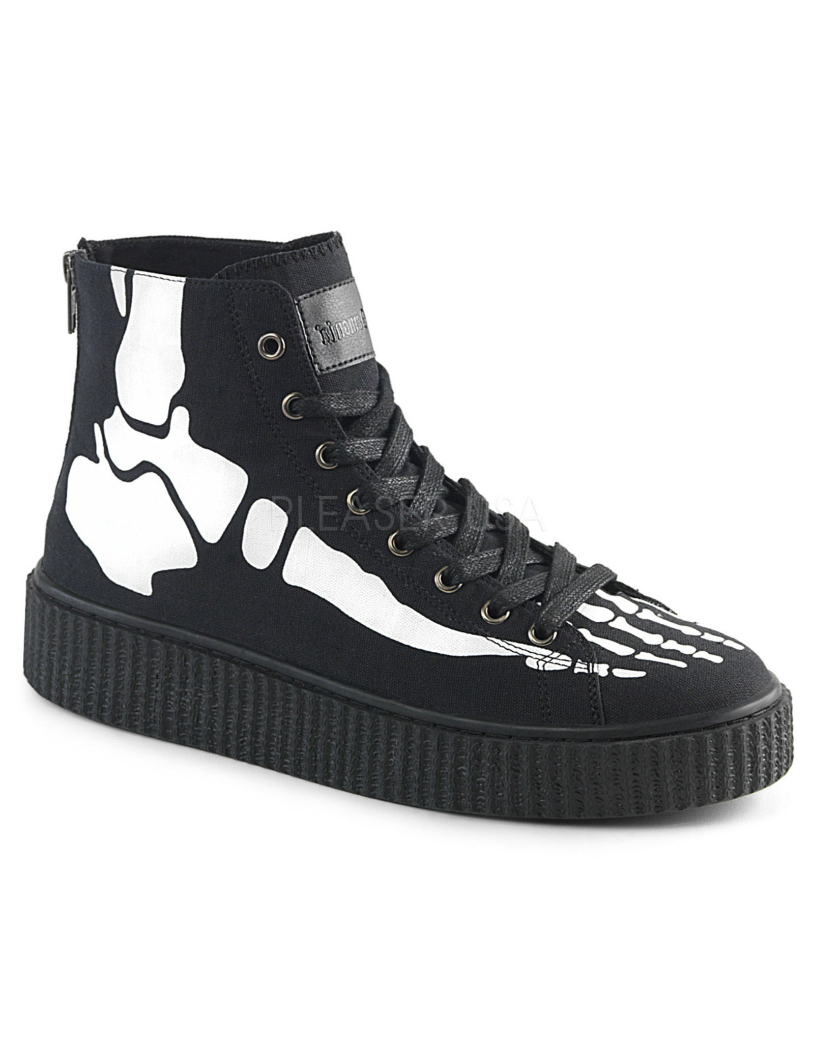 SNEEKER-252 1 1/2" Platform High Top Round Toe Lace-Up Front Creeper Sneaker Xray Bone Print, Back Metal Zipper D15BP - SNK252/BCA