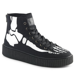 SNEEKER-252 1 1/2" Platform High Top Round Toe Lace-Up Front Creeper Sneaker Xray Bone Print, Back Metal Zipper D15BP - SNK252/BCA