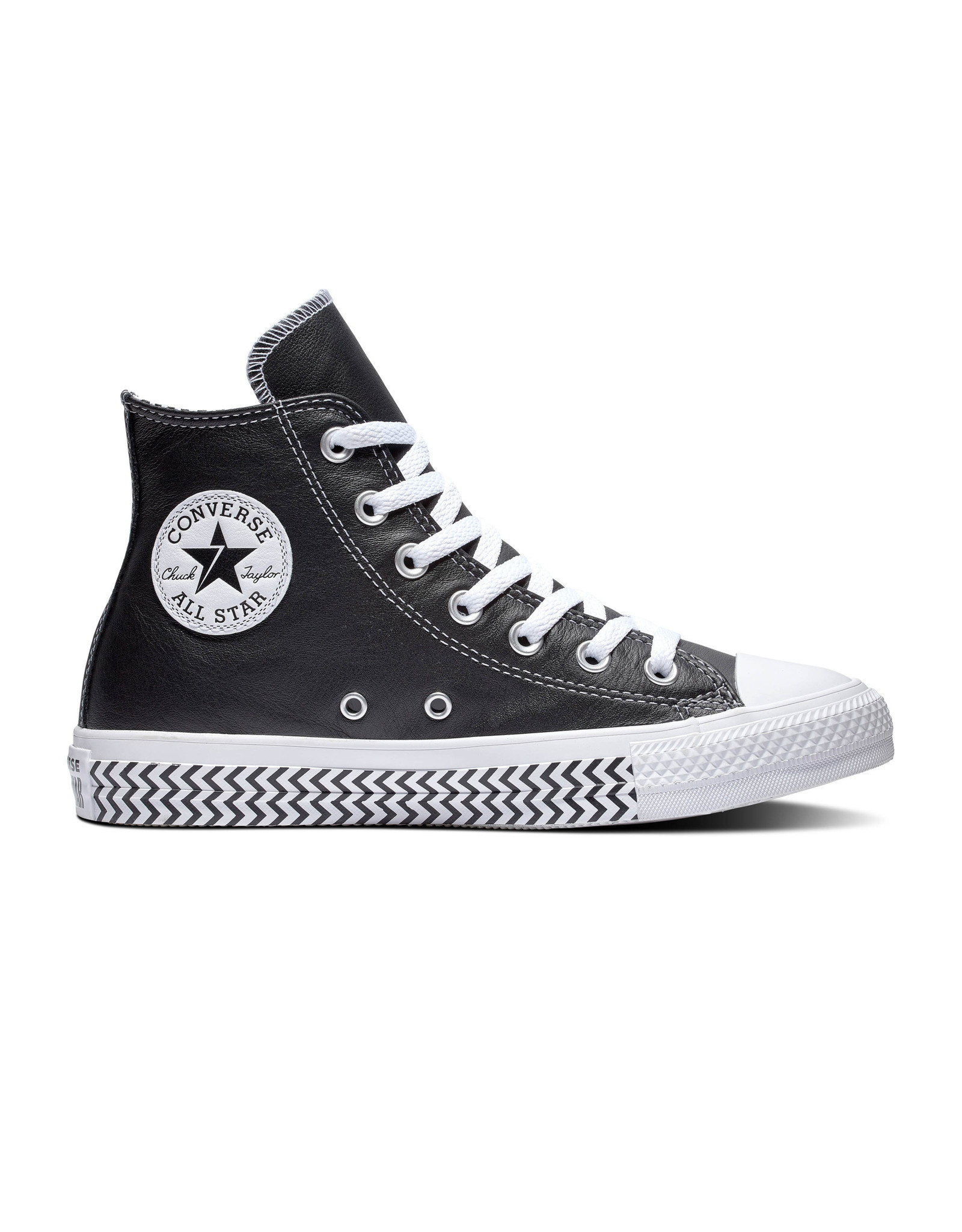 leather black and white converse