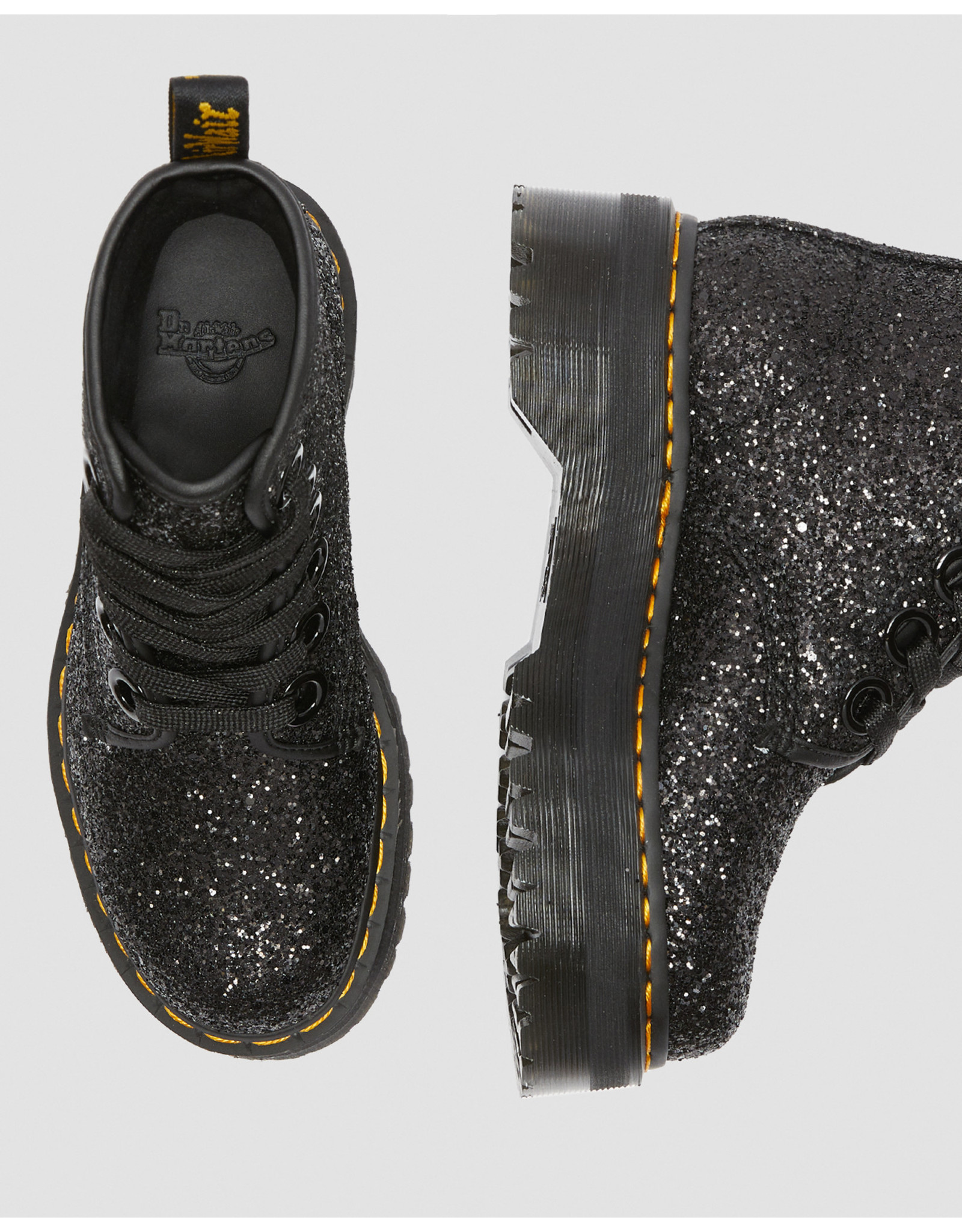 glitter doc martens black