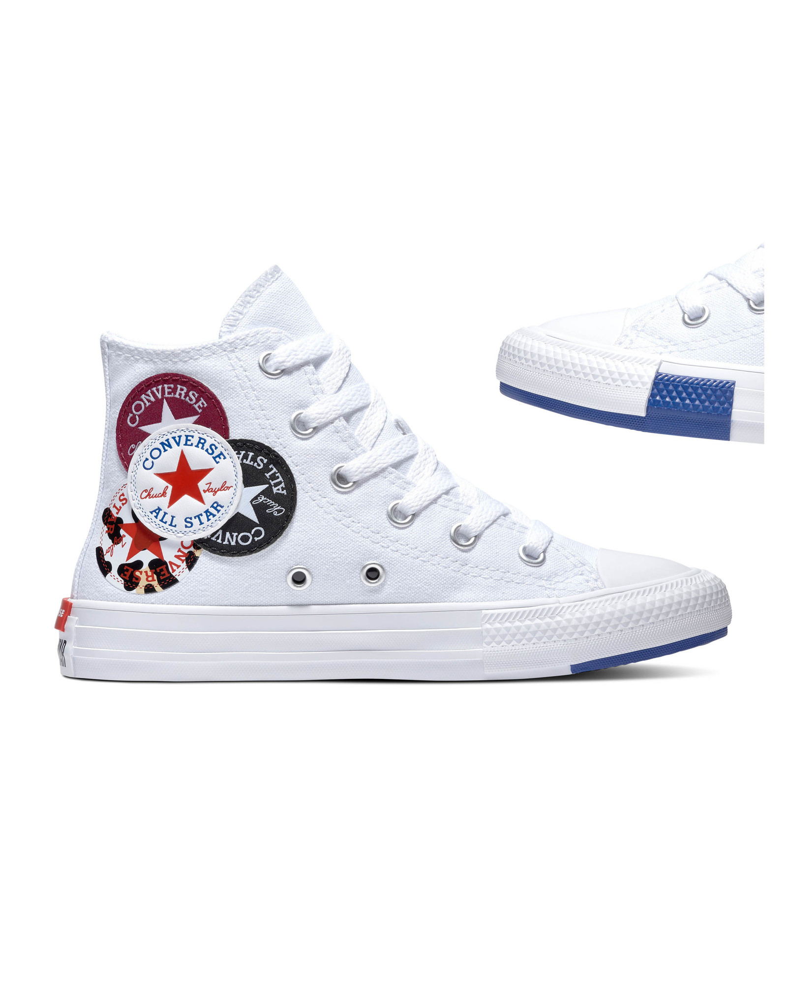 CHUCK TAYLOR ALL STAR  HI WHITE/RUSH BLUE/ROSE MAROON CALOW-366989C