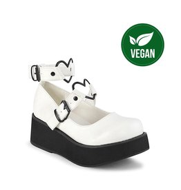 SPRITE-02 2 1/4" Platform White Vegan Mary Jane w/Heart O-Rings & Studs Detail-D11VWH