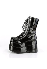 DEMONIA BEAR-265 4 1/2" Black Patent Tiered Platform Lace-UP Inner & Outer D58BP