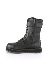 VALOR-220 1 1/2" Platform Vegan Black Leather Lace-Up Mid-Calf Boot,Side Zip D51VBS