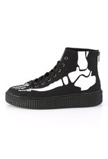 SNEEKER-252 1 1/2" Platform High Top Round Toe Lace-Up Front Creeper Sneaker Xray Bone Print, Back Metal Zipper D15BP - SNK252/BCA