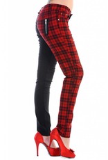 Half Black Checkered Red Pants