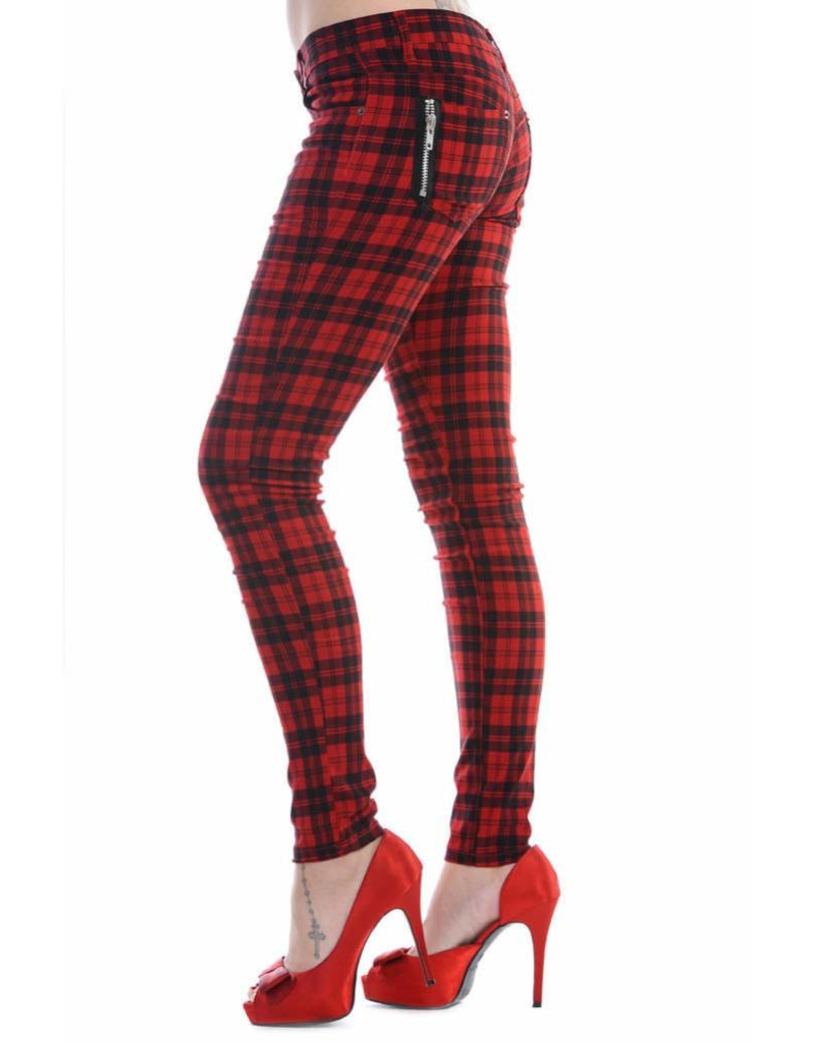 Mens Skinny Red Plaid Cropped Smart Pants  boohoo