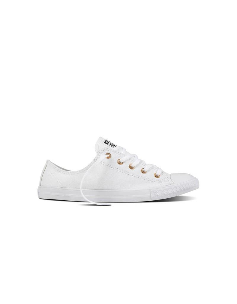 white & gold all star dainty gs ox trainers