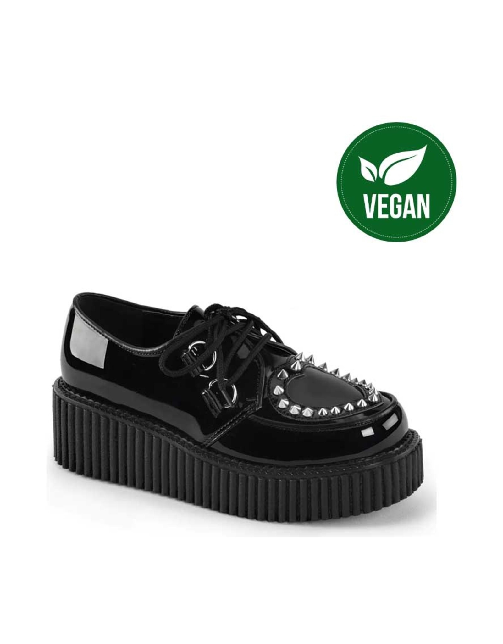 CREEPER-108 2" Platform Black Creeper w/Heart Cutout Design & Spikes Detail D7PBH - CRE108/BPT