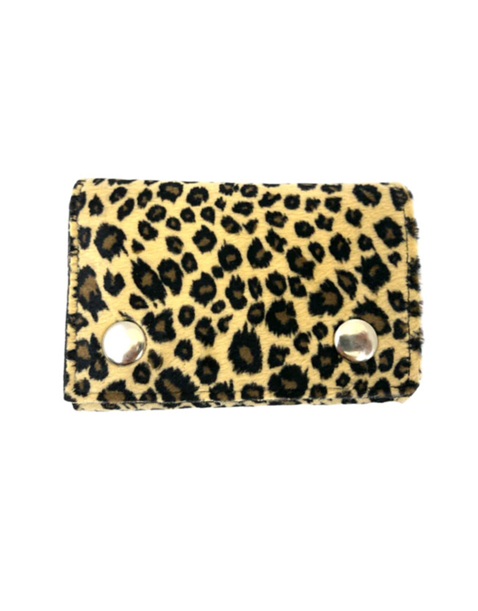 Fuzzy Leopard Tri Fold Wallet BROWN - WF-LEO