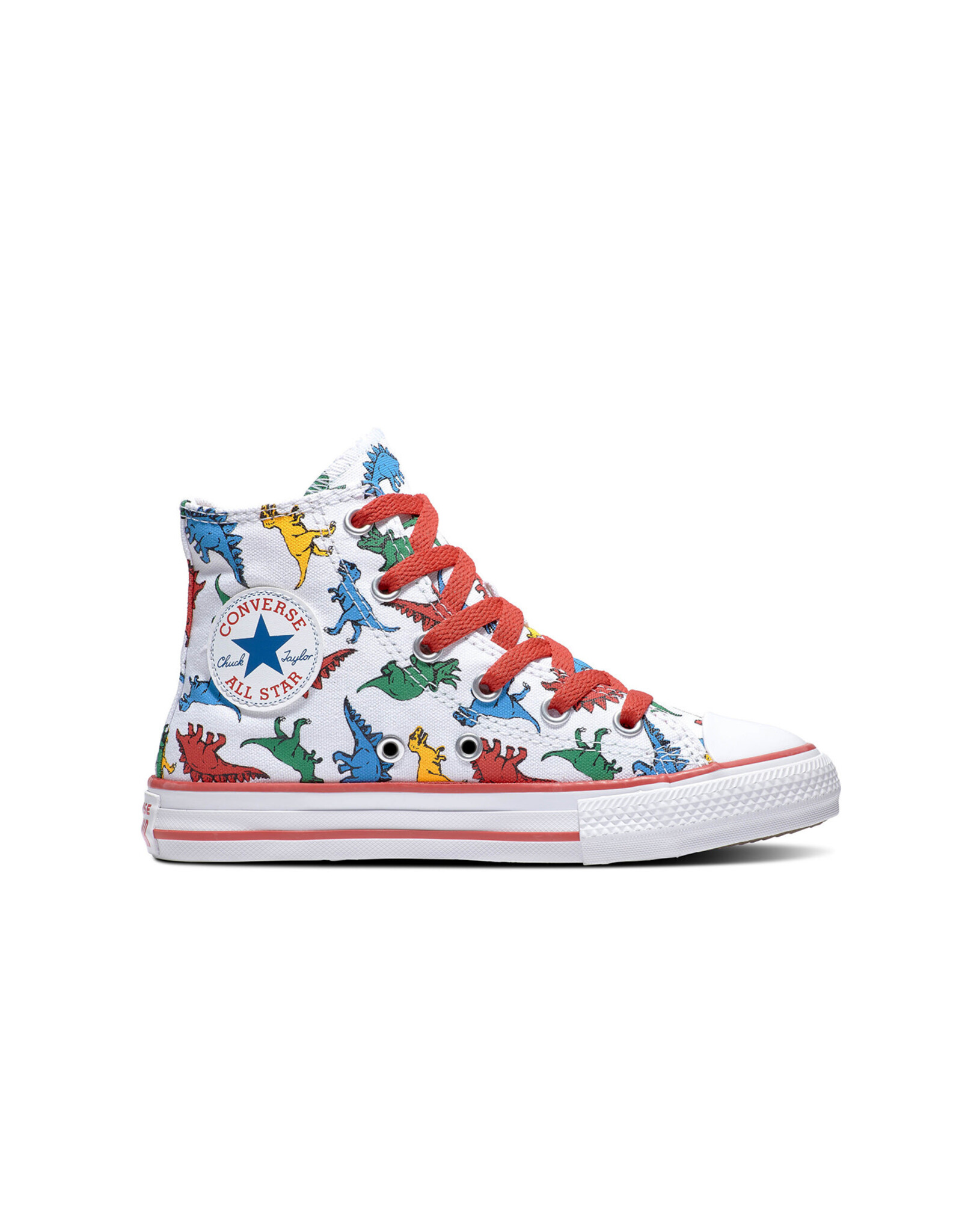 CHUCK TAYLOR ALL STAR DINOSAURS WHITE/ENAMEL RED/TOTALLY BLUE CETOT - A00928C