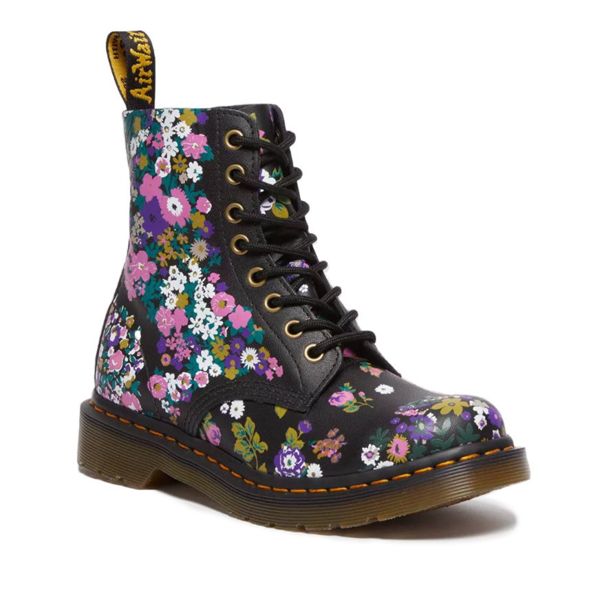 DR. MARTENS 1460 PASCAL FLORAL PRINT BACKHAND BLACK+MULTI