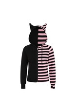 Cat Ears Hoodie Half Pink Zipped Hoodie - HD59079