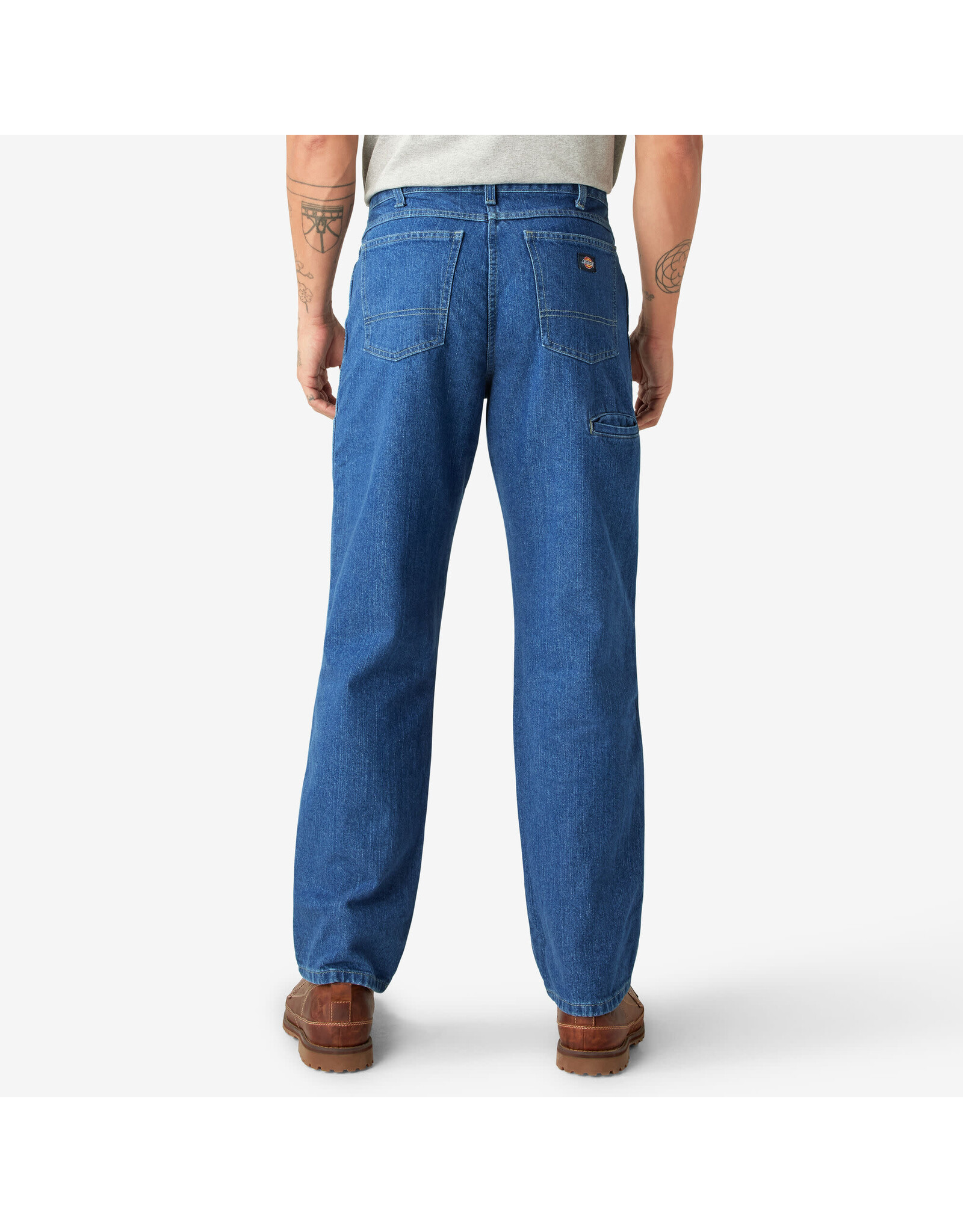 DICKIES Relaxed Fit Double Knee Jeans  Stonewashed Indigo Blue - 15293SNB
