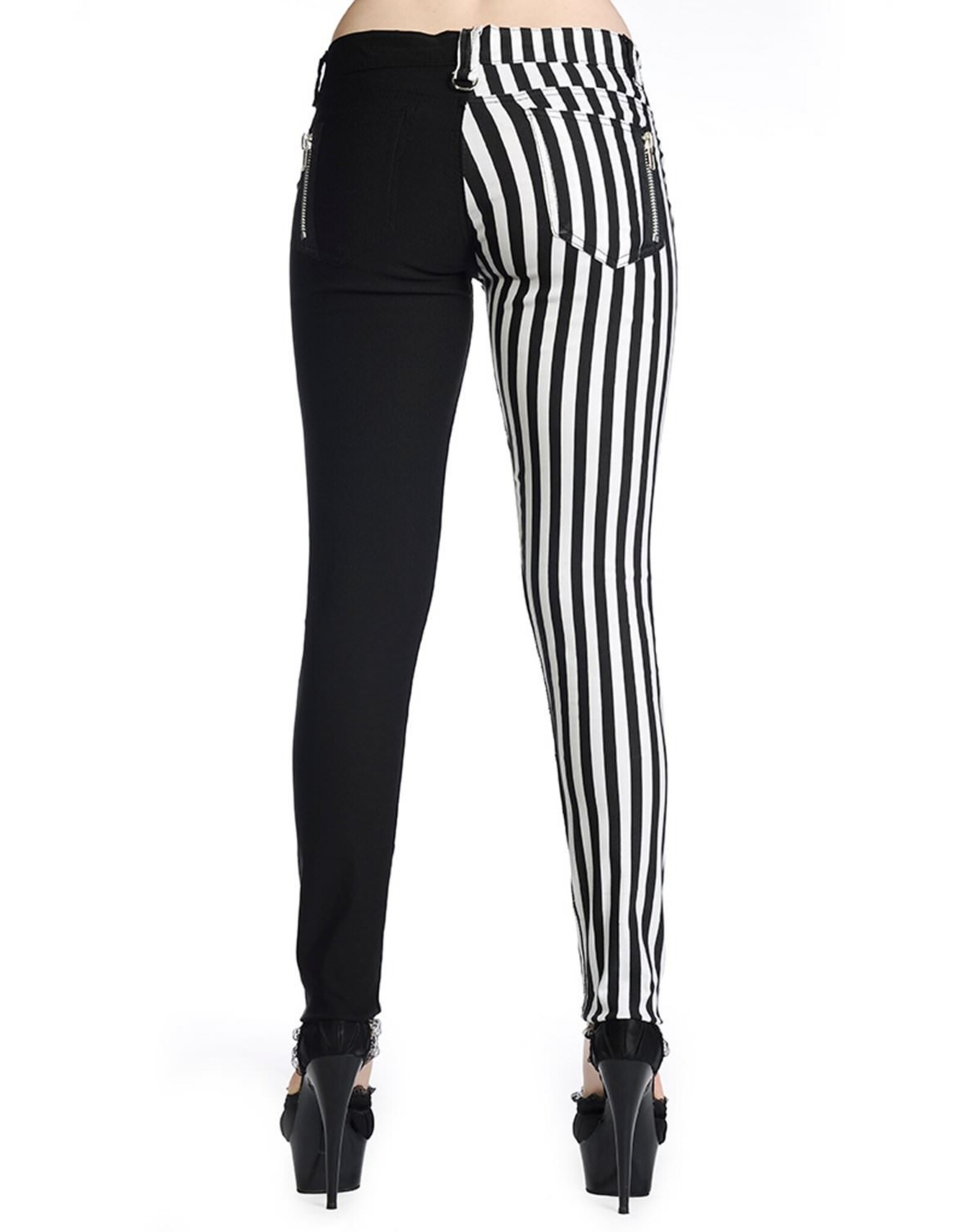 Half Striped Black/White Pants - TBN416STR