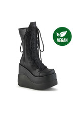 VOID-118 Black Vegan 5" Wedge Tiered PF Outside Lace-Up Mid-Calf - D84VB - VOID118/BV