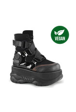 NEPTUNE-126 3" Platform Black Vegan Lace-Up Criss-Cross Strap Ankle Boot,Hook N' Loop Closure & Ventilator Detail,Back Zip Closure D37BVS - NEPTUNE-126