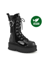 SLACKER 220 Black Patent Vegan 2" PF Lace-Up Mid-Calf Boot - D85BP - SLK220/BPT-V
