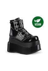 BEAR-104/BPT-BVL Black Patent Vegan 4 1/2" Tiered PF Lace-Up Ankle Boot D58VPB - BEAR-104/BPT-BVL