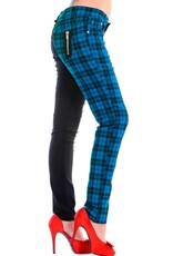 Half Black/Checkered Blue Pants