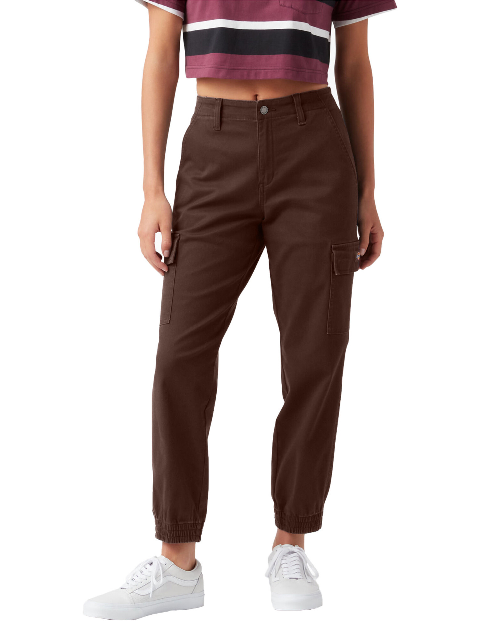 DICKIES Women's High Rise Fit Cargo Jogger Pants Chocolate Brown - FPR54CB