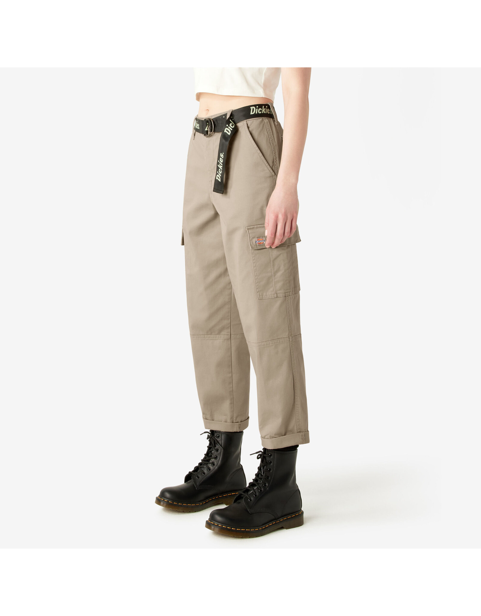 DICKIES Women's Relaxed Fit Cropped Cargo Pants Desert Sand - FPR50DS