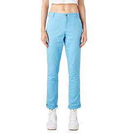 DICKIES Women's Slim Straight Fit Roll Hem Carpenter Pants Azure Blue - FPR53AB2