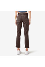 DICKIES Women's Slim Straight Fit Roll Hem Carpenter Pants Chocolate Brown - FPR53CB