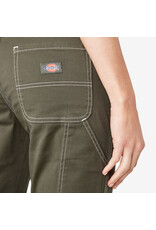 DICKIES Women's Slim Straight Fit Roll Hem Carpenter Pants Olive Green - FPR53OG