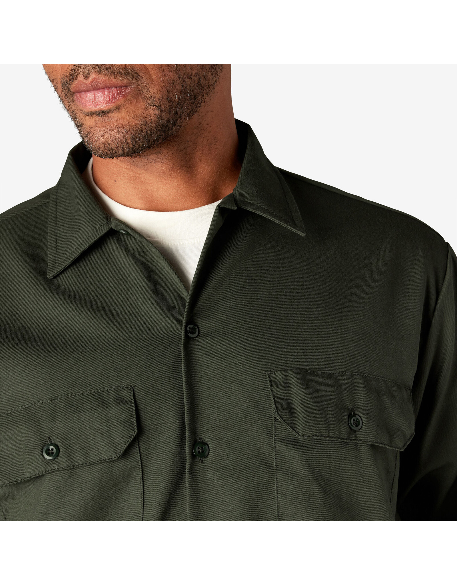 DICKIES Long Sleeve Work Shirt Olive Green Original Fit - 574OG