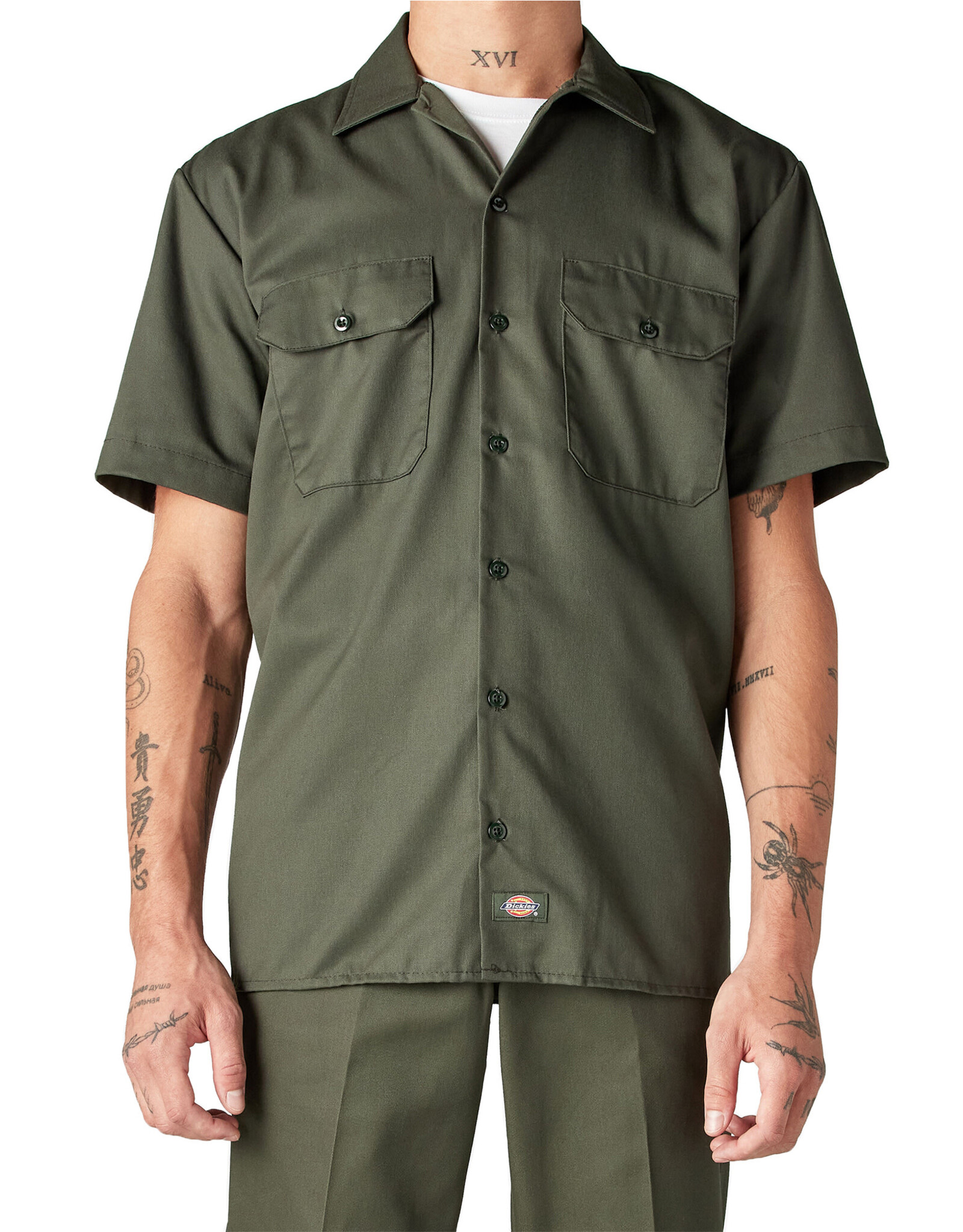 DICKIES Short Sleeve Work Shirt Olive Green Original Fit - 1574OG